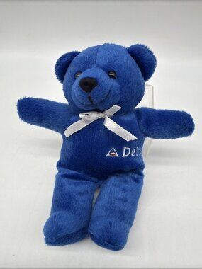 Delta Airlines Blue Teddy Bear 2004 Advertisement 8” Small EUC